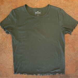 Hollister Must-Have Collection Green Ruffle Shirt